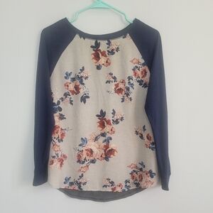 Cute Floral Baseball Tee 3/4 Sleeve